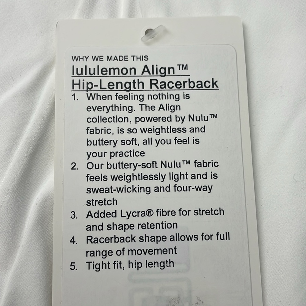NEW***  Align Hip Length Racerback - Picture 3 of 4